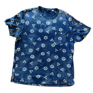 Paul Smith "Geometric Print" Indigo Dice-Style Graphic Pocket T Medium